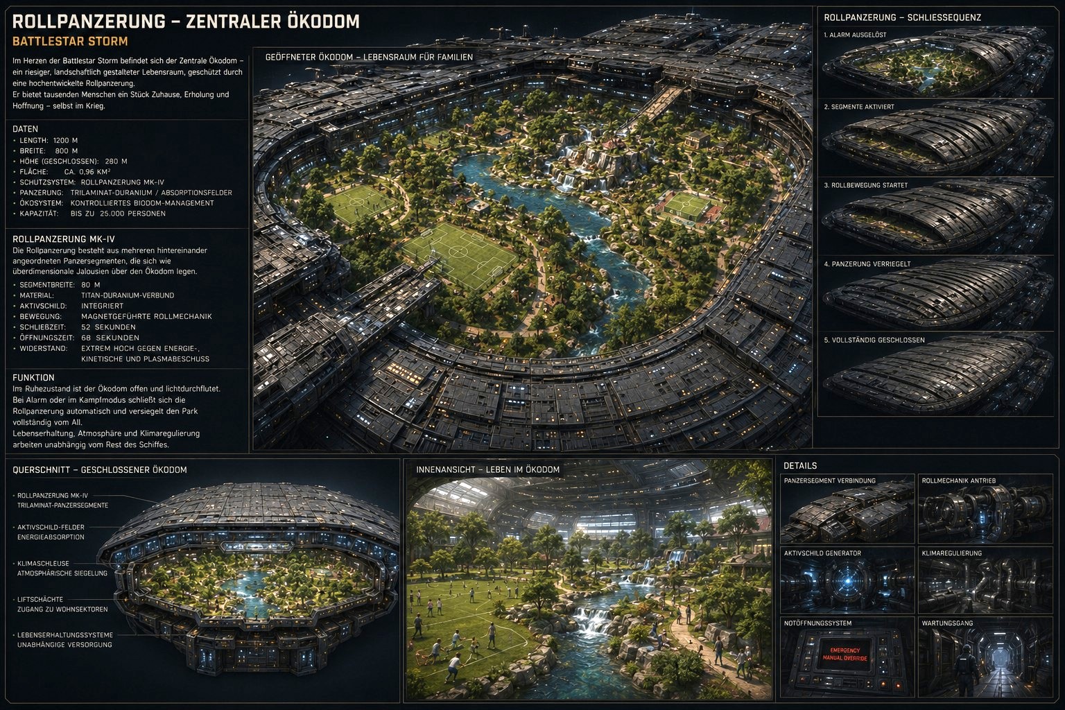 Technische Übersicht über den großen Garten der Battlestar Storm